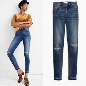 Madewell york wash distressed rise skinny jeans 25"